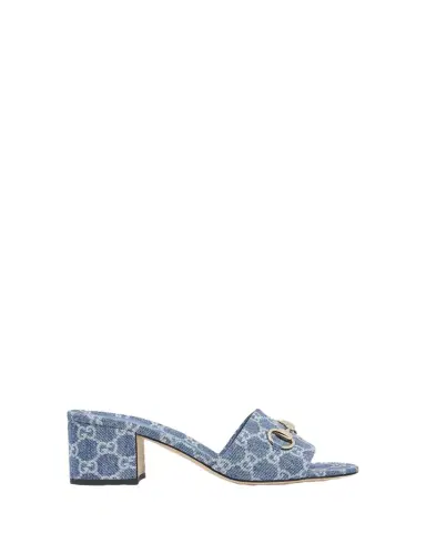 Gucci 55mm Siaga GG Monogram Denim Block-Heel Sandals | Thumbnail 1 Gucci 55mm Siaga GG Monogram Denim Block-Heel Sandals | Thumbnail 1