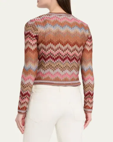 Missoni Multicolor Snake Chevron Crewneck Cardigan | Thumbnail 3 Missoni Multicolor Snake Chevron Crewneck Cardigan | Thumbnail 3