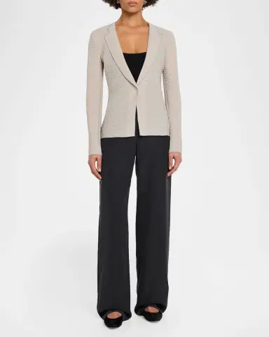 Emporio Armani Single-Button Ribbed Jersey Jacket | Thumbnail 2 Emporio Armani Single-Button Ribbed Jersey Jacket | Thumbnail 2