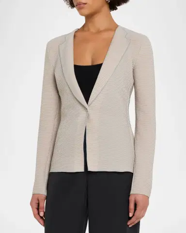 Emporio Armani Single-Button Ribbed Jersey Jacket | Thumbnail 4 Emporio Armani Single-Button Ribbed Jersey Jacket | Thumbnail 4