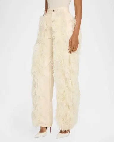 Lapointe Feather-Trim Cotton Twill Straight-Leg Jeans | Thumbnail 4 Lapointe Feather-Trim Cotton Twill Straight-Leg Jeans | Thumbnail 4