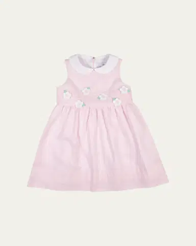 Florence Eiseman Girl's Floral Appliqué Linen-Look Sleeveless Dress, Size 2T-8 | Thumbnail 2 Florence Eiseman Girl's Floral Appliqué Linen-Look Sleeveless Dress, Size 2T-8 | Thumbnail 2