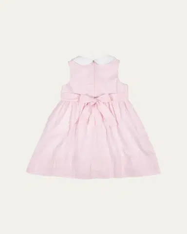 Florence Eiseman Girl's Floral Appliqué Linen-Look Sleeveless Dress, Size 2T-8 | Thumbnail 3 Florence Eiseman Girl's Floral Appliqué Linen-Look Sleeveless Dress, Size 2T-8 | Thumbnail 3