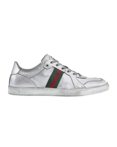 Gucci Men's Stretch Metallic Leather Low-Top Sneakers | Thumbnail 1 Gucci Men's Stretch Metallic Leather Low-Top Sneakers | Thumbnail 1
