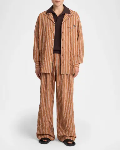 Dolce & Gabbana Men 's Multi-Stripe Button-Down Shirt with Piping | Thumbnail 2 Dolce & Gabbana Men 's Multi-Stripe Button-Down Shirt with Piping | Thumbnail 2