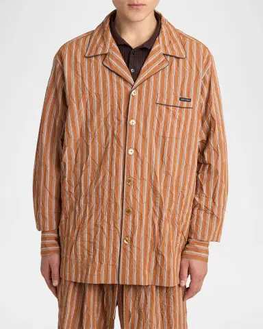 Dolce & Gabbana Men 's Multi-Stripe Button-Down Shirt with Piping | Thumbnail 4 Dolce & Gabbana Men 's Multi-Stripe Button-Down Shirt with Piping | Thumbnail 4