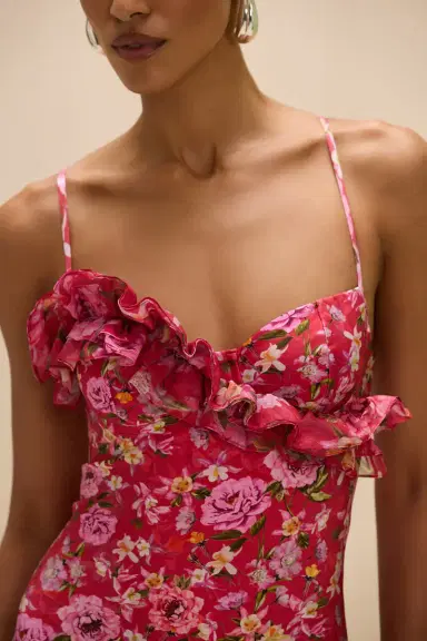 PatBo PEONY PRINT LYCRA RUFFLE BODYSUIT | Thumbnail 2 PatBo PEONY PRINT LYCRA RUFFLE BODYSUIT | Thumbnail 2
