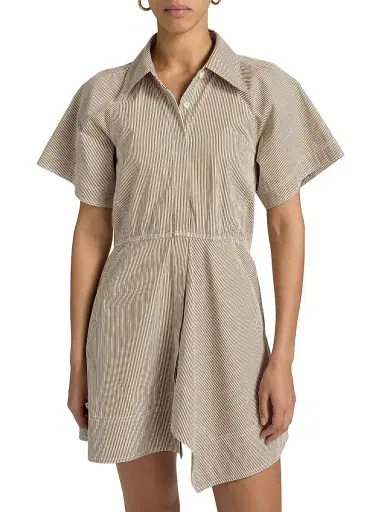 A.L.C. Women's Julie Striped Mini-Shirtdress - Pearl Aged Bronze | Thumbnail 3 A.L.C. Women's Julie Striped Mini-Shirtdress - Pearl Aged Bronze | Thumbnail 3