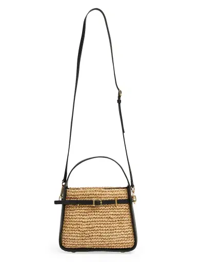 SIMKHAI Women's Cleo Raffia Mini Bucket Bag - Black Natural | Thumbnail 4 SIMKHAI Women's Cleo Raffia Mini Bucket Bag - Black Natural | Thumbnail 4