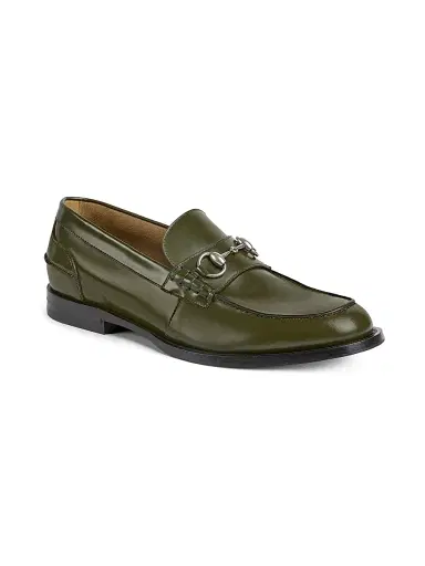 Gucci Men's Horsebit Leather Moccasin Loafers - Dark Green | Thumbnail 2 Gucci Men's Horsebit Leather Moccasin Loafers - Dark Green | Thumbnail 2