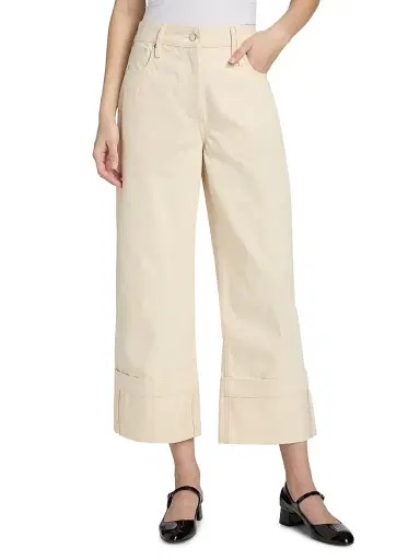 Simone Rocha Women's Cuffed Hem Cotton Straight-Leg Jeans - Ecru | Thumbnail 3 Simone Rocha Women's Cuffed Hem Cotton Straight-Leg Jeans - Ecru | Thumbnail 3