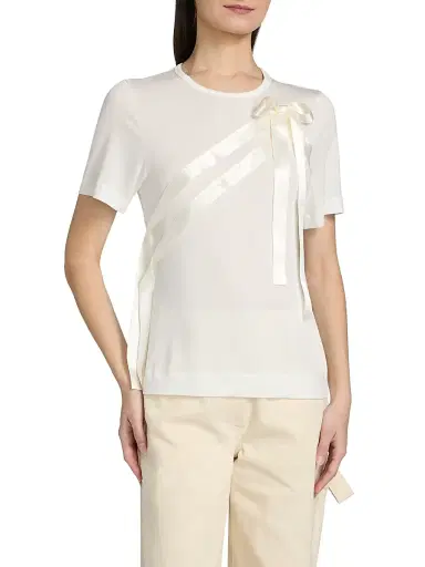 Simone Rocha Women's Satin Bow Sash Jersey T-Shirt - | Thumbnail 3 Simone Rocha Women's Satin Bow Sash Jersey T-Shirt - | Thumbnail 3