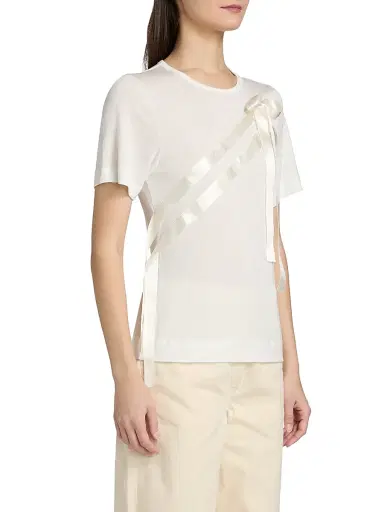 Simone Rocha Women's Satin Bow Sash Jersey T-Shirt - | Thumbnail 4 Simone Rocha Women's Satin Bow Sash Jersey T-Shirt - | Thumbnail 4