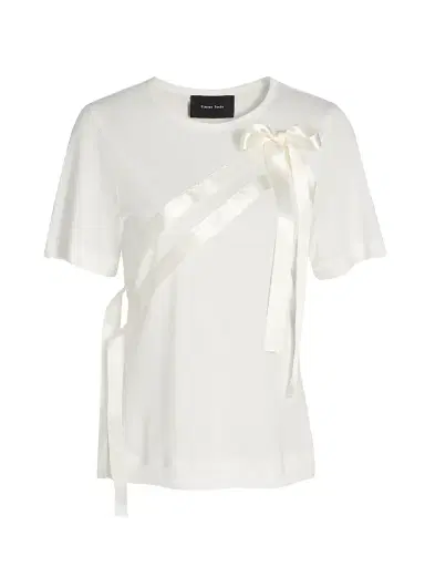 Simone Rocha Women's Satin Bow Sash Jersey T-Shirt - | Thumbnail 1 Simone Rocha Women's Satin Bow Sash Jersey T-Shirt - | Thumbnail 1