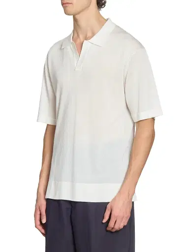 OFFICINE GÉNÉRALE Men Pele Texture Wool-Blend Polo Shirt | Thumbnail 4 OFFICINE GÉNÉRALE Men Pele Texture Wool-Blend Polo Shirt | Thumbnail 4