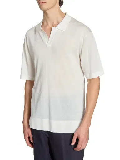OFFICINE GÉNÉRALE Men Pele Texture Wool-Blend Polo Shirt | Thumbnail 6 OFFICINE GÉNÉRALE Men Pele Texture Wool-Blend Polo Shirt | Thumbnail 6