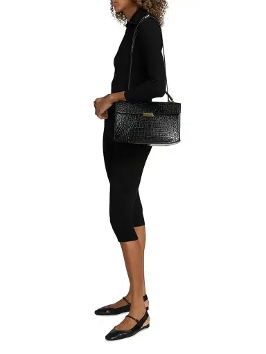 Toteme Women's Croc-Embossed Leather Top Handle Bag - Black | Thumbnail 2 Toteme Women's Croc-Embossed Leather Top Handle Bag - Black | Thumbnail 2