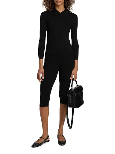 Toteme Women's Croc-Embossed Leather Top Handle Bag - Black | Thumbnail 3 Toteme Women's Croc-Embossed Leather Top Handle Bag - Black | Thumbnail 3