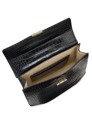 Toteme Women's Croc-Embossed Leather Top Handle Bag - Black | Thumbnail 5 Toteme Women's Croc-Embossed Leather Top Handle Bag - Black | Thumbnail 5