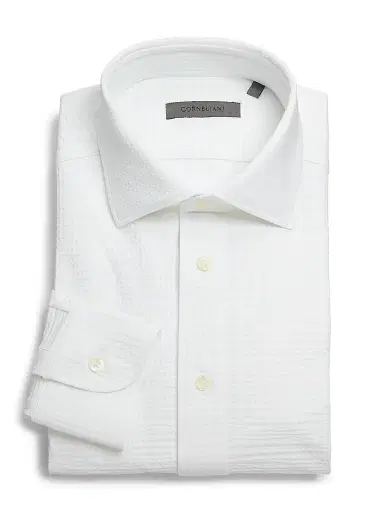 CORNELIANI Men's Performance Seersucker Shirt - White Seersucker - Size 16.5 | Thumbnail 1 CORNELIANI Men's Performance Seersucker Shirt - White Seersucker - Size 16.5 | Thumbnail 1