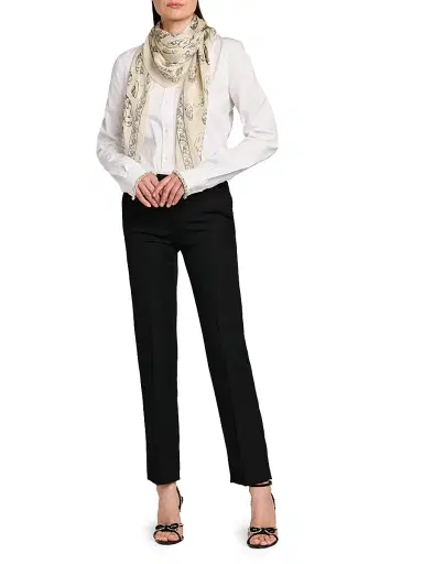 Alexander McQueen Women's Skull Silk Chiffon Scarf - Ivory Black | Thumbnail 2 Alexander McQueen Women's Skull Silk Chiffon Scarf - Ivory Black | Thumbnail 2