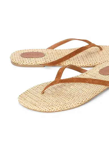 Staud Women's Freja Suede-Raffia Flat Sandals - Tabac Natural - Size 11 | Thumbnail 4 Staud Women's Freja Suede-Raffia Flat Sandals - Tabac Natural - Size 11 | Thumbnail 4