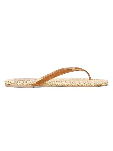 Staud Women's Freja Suede-Raffia Flat Sandals - Tabac Natural - Size 11 | Thumbnail 1 Staud Women's Freja Suede-Raffia Flat Sandals - Tabac Natural - Size 11 | Thumbnail 1