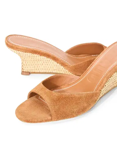 Staud Women's Brigitte 60MM Suede Wedge Sandals - Tabac Natural - Size 9 | Thumbnail 4 Staud Women's Brigitte 60MM Suede Wedge Sandals - Tabac Natural - Size 9 | Thumbnail 4