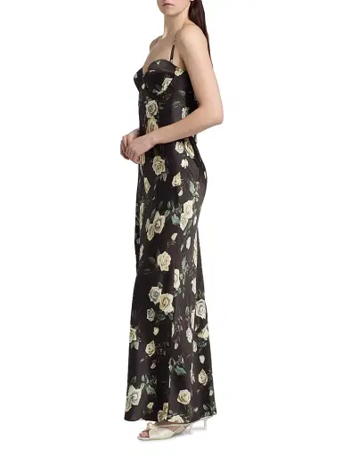 L'AGENCE Women's Sayla Floral Silk Maxi Dress - Black Romantic Rose | Thumbnail 4 L'AGENCE Women's Sayla Floral Silk Maxi Dress - Black Romantic Rose | Thumbnail 4