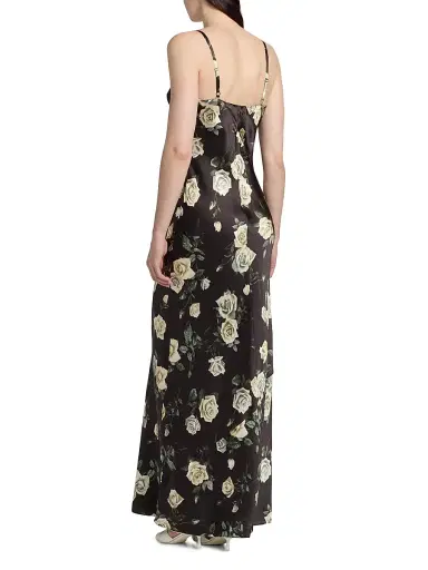 L'AGENCE Women's Sayla Floral Silk Maxi Dress - Black Romantic Rose | Thumbnail 5 L'AGENCE Women's Sayla Floral Silk Maxi Dress - Black Romantic Rose | Thumbnail 5