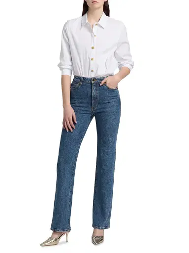 L'Agence Women's Ellery Cotton-Blend Button-Front Blouse - White Mix Gold - Size XL | Thumbnail 2 L'Agence Women's Ellery Cotton-Blend Button-Front Blouse - White Mix Gold - Size XL | Thumbnail 2