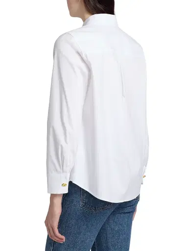 L'Agence Women's Ellery Cotton-Blend Button-Front Blouse - White Mix Gold - Size XL | Thumbnail 5 L'Agence Women's Ellery Cotton-Blend Button-Front Blouse - White Mix Gold - Size XL | Thumbnail 5