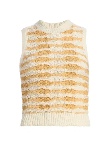 Ulla Johnson Women's Patrizia Striped Rib-Knit Top - Beach - Size XL | Thumbnail 1 Ulla Johnson Women's Patrizia Striped Rib-Knit Top - Beach - Size XL | Thumbnail 1