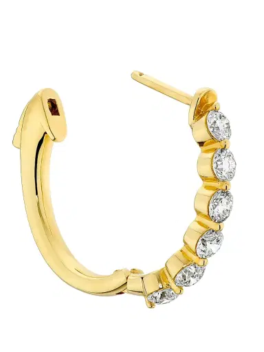 Saks Fifth Avenue Diamonds Women's 18K Yellow Gold & 1.50 TCW Diamond Hoop Earrings - Yellow Gold | Thumbnail 3 Saks Fifth Avenue Diamonds Women's 18K Yellow Gold & 1.50 TCW Diamond Hoop Earrings - Yellow Gold | Thumbnail 3