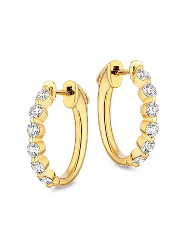 Saks Fifth Avenue Diamonds Women's 18K Yellow Gold & 1.50 TCW Diamond Hoop Earrings - Yellow Gold | Thumbnail 1 Saks Fifth Avenue Diamonds Women's 18K Yellow Gold & 1.50 TCW Diamond Hoop Earrings - Yellow Gold | Thumbnail 1