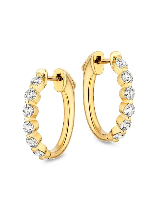Women's 18K Yellow Gold & 1.50 TCW Diamond Hoop Earrings - Yellow Gold Women's 18K Yellow Gold & 1.50 TCW Diamond Hoop Earrings - Yellow Gold