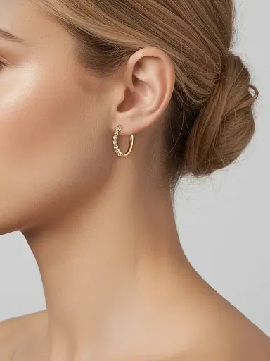 Saks Fifth Avenue Diamonds Women's 18K Yellow Gold & 0.77 TCW Diamond Hoop Earrings - Yellow Gold | Thumbnail 2 Saks Fifth Avenue Diamonds Women's 18K Yellow Gold & 0.77 TCW Diamond Hoop Earrings - Yellow Gold | Thumbnail 2