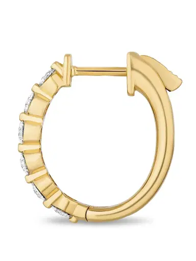 Saks Fifth Avenue Diamonds Women's 18K Yellow Gold & 0.77 TCW Diamond Hoop Earrings - Yellow Gold | Thumbnail 4 Saks Fifth Avenue Diamonds Women's 18K Yellow Gold & 0.77 TCW Diamond Hoop Earrings - Yellow Gold | Thumbnail 4