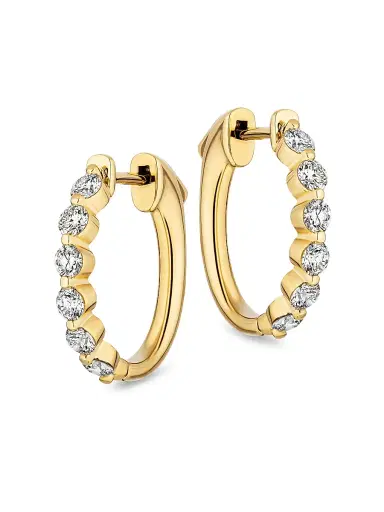 Saks Fifth Avenue Diamonds Women's 18K Yellow Gold & 0.77 TCW Diamond Hoop Earrings - Yellow Gold | Thumbnail 1 Saks Fifth Avenue Diamonds Women's 18K Yellow Gold & 0.77 TCW Diamond Hoop Earrings - Yellow Gold | Thumbnail 1