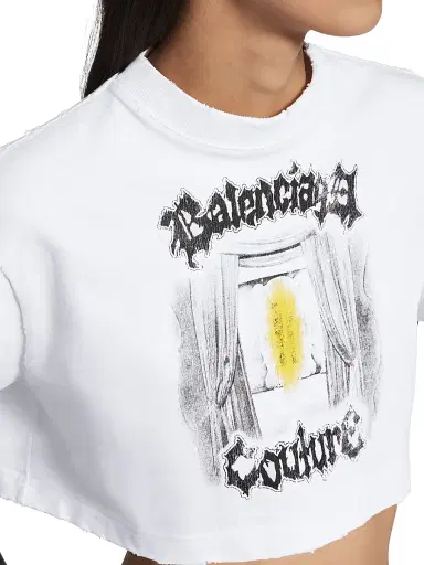 Balenciaga Women's Salon De Couture Cropped T-Shirt - White | Thumbnail 6 Balenciaga Women's Salon De Couture Cropped T-Shirt - White | Thumbnail 6
