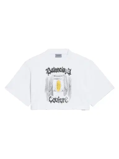 Balenciaga Women's Salon De Couture Cropped T-Shirt - White | Thumbnail 1 Balenciaga Women's Salon De Couture Cropped T-Shirt - White | Thumbnail 1