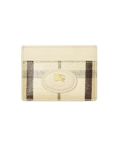 Burberry Women's Highlands Check Card Case - Light Beige | Thumbnail 1 Burberry Women's Highlands Check Card Case - Light Beige | Thumbnail 1