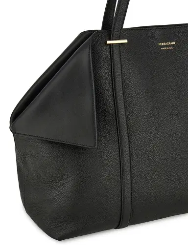 Ferragamo Women's Large Scarf Leather Top Handle Bag - Nero | Thumbnail 6 Ferragamo Women's Large Scarf Leather Top Handle Bag - Nero | Thumbnail 6