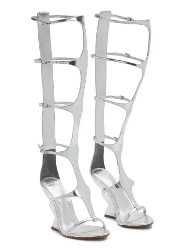 Alexandre Birman Women's Boonie 100MM Leather Gladiator Sandals - Silver | Thumbnail 2 Alexandre Birman Women's Boonie 100MM Leather Gladiator Sandals - Silver | Thumbnail 2