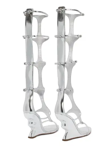 Alexandre Birman Women's Boonie 100MM Leather Gladiator Sandals - Silver | Thumbnail 3 Alexandre Birman Women's Boonie 100MM Leather Gladiator Sandals - Silver | Thumbnail 3