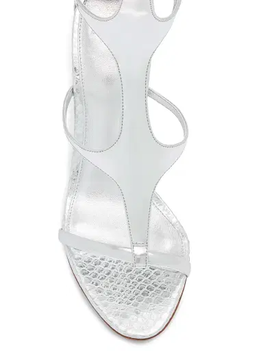 Alexandre Birman Women's Boonie 100MM Leather Gladiator Sandals - Silver | Thumbnail 4 Alexandre Birman Women's Boonie 100MM Leather Gladiator Sandals - Silver | Thumbnail 4