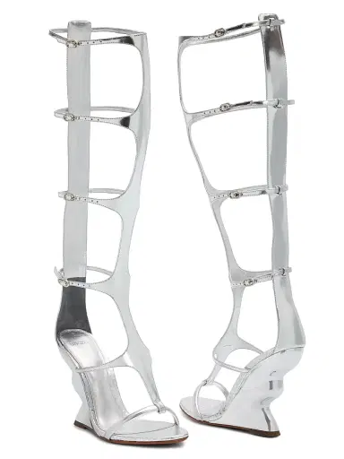 Alexandre Birman Women's Boonie 100MM Leather Gladiator Sandals - Silver | Thumbnail 6 Alexandre Birman Women's Boonie 100MM Leather Gladiator Sandals - Silver | Thumbnail 6