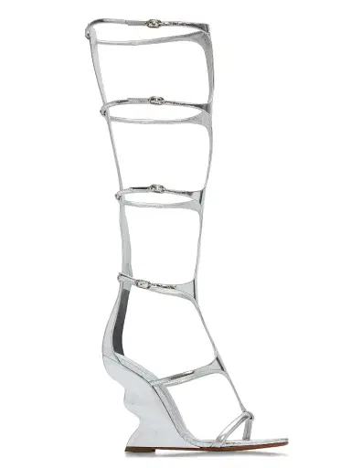 Alexandre Birman Women's Boonie 100MM Leather Gladiator Sandals - Silver | Thumbnail 1 Alexandre Birman Women's Boonie 100MM Leather Gladiator Sandals - Silver | Thumbnail 1