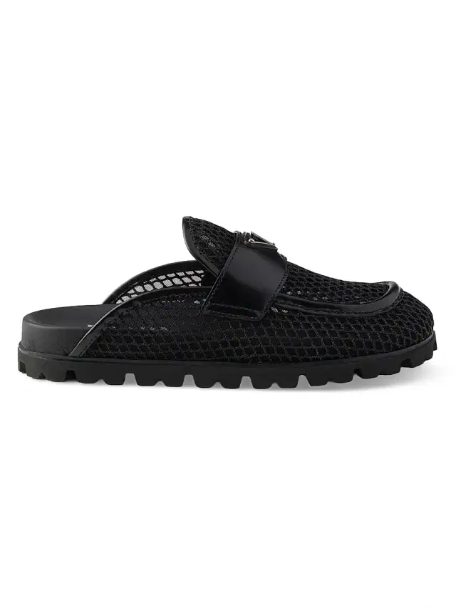 Women's Mesh Fabric Mules - Black Women's Mesh Fabric Mules - Black