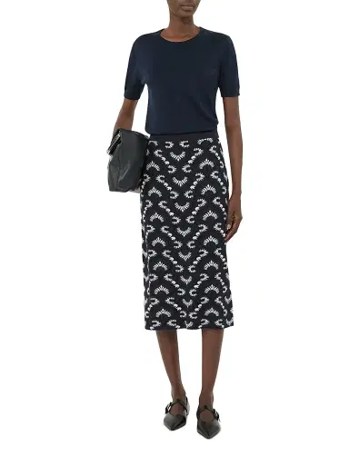 Weekend Max Mara Women's Jacquard Yarn Skirt - Navy | Thumbnail 2 Weekend Max Mara Women's Jacquard Yarn Skirt - Navy | Thumbnail 2